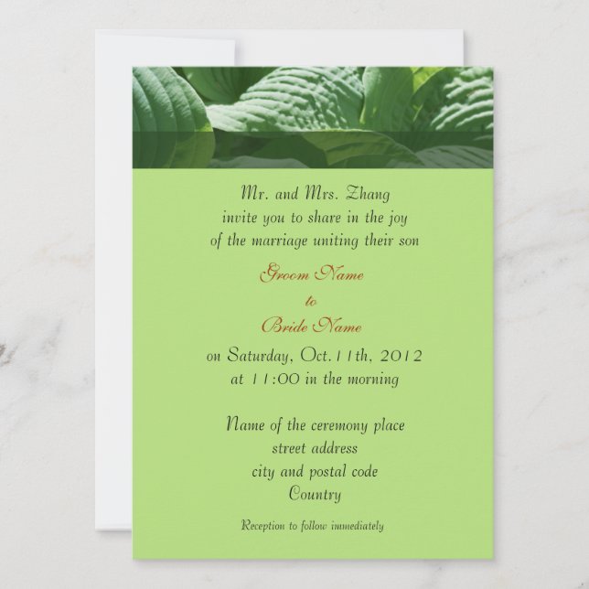 invitación de boda de los padres de novio (Anverso)