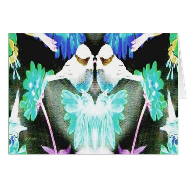 Invitación de boda de los pájaros del amor (Anverso (Horizontal))