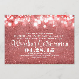 invitación de boda de luces de cadena de purpurina