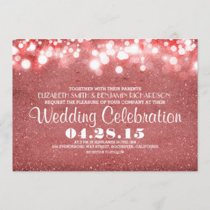 invitación de boda de luces de cadena de purpurina