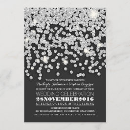 invitación de boda de luces de cadena de purpurina