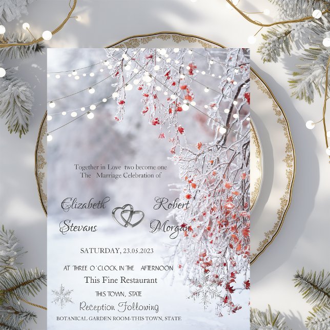 Invitación de boda de luces de cuerda de invierno  (Subido por el creador)