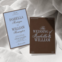 Invitación de boda de lujo azul y marrón de dinero
