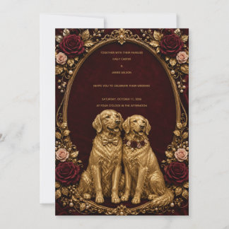 Invitación de Boda de Lujo Burgundy Gold Golden Re