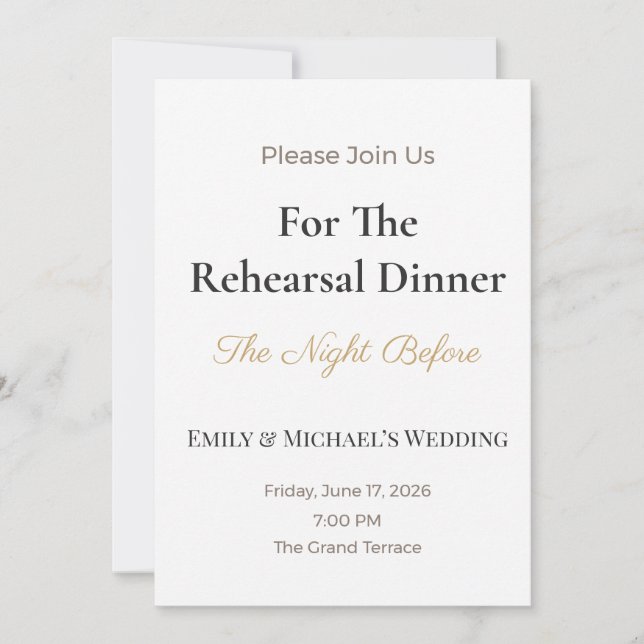 Invitación de Boda de Lujo | Cena de Ensayo Person (Anverso)