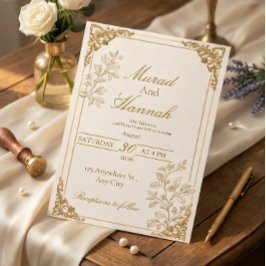 Invitación de boda de lujo con hoja de oro | Clási
