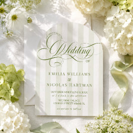 Invitación de boda de lujo con rayas verdes
