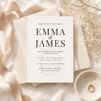 Invitación de boda de lujo con serif moderno edita