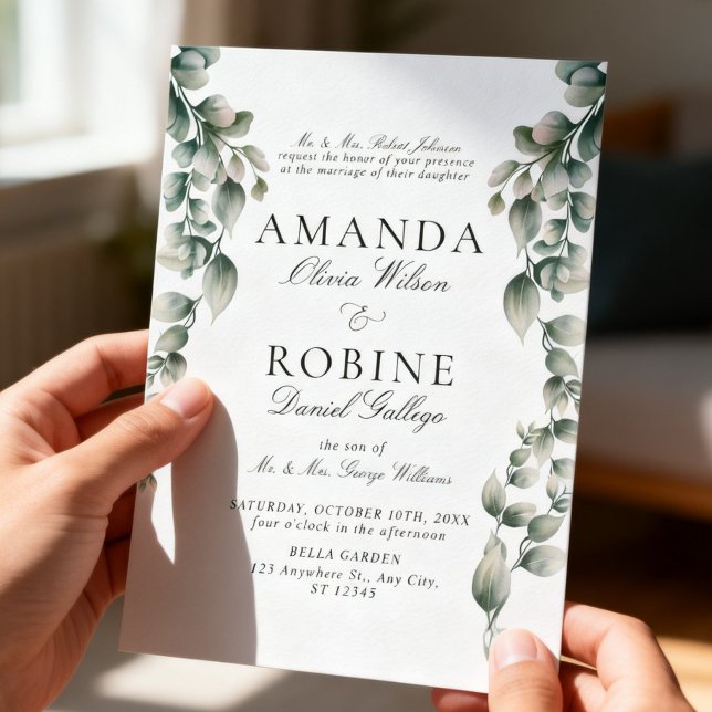 Invitación de boda de lujo con vegetación botánica (Subido por el creador)