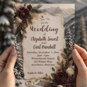 Invitación de Boda de Lujo de Montaña de Invierno