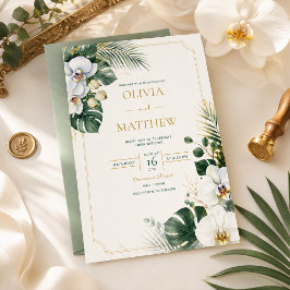Invitación de boda de lujo de orquídea tropical
