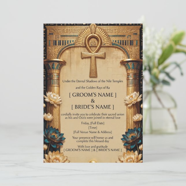Invitación de boda de lujo del faraón egipcio | Do (Anverso de pie)