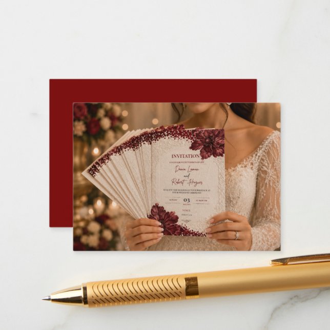 Invitación de boda de lujo editable (Anverso/Reverso In Situ)