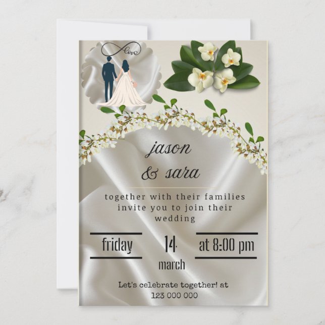 Invitación de boda de lujo elegante | Plantilla ed (Anverso)