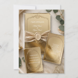 Invitación de boda de lujo en espejo de oro acríli