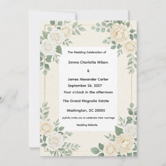 Invitación de boda de lujo en marfil y oro