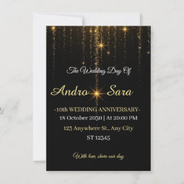 Invitación de Boda de Lujo en Negro y Dorado - Ele
