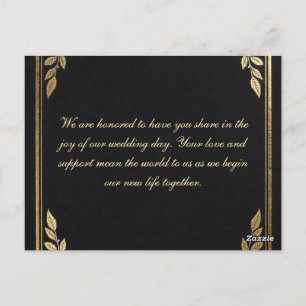 Invitación de boda de lujo en negro y dorado - Ele