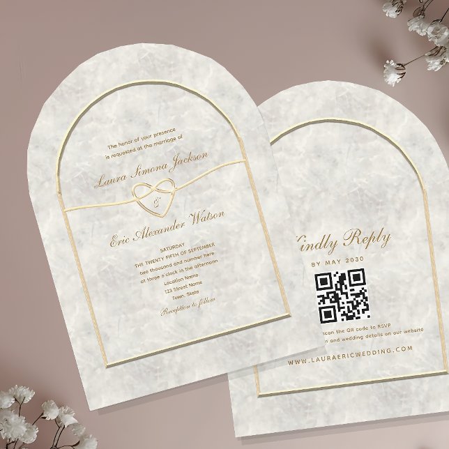 Invitación de boda de lujo en oro con código QR (Subido por el creador)