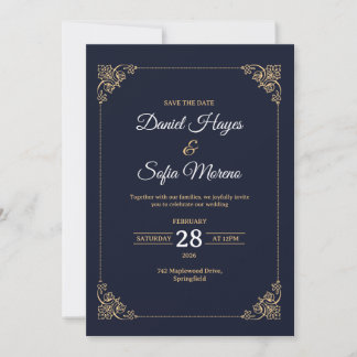 Invitación de boda de lujo en oro personalizada