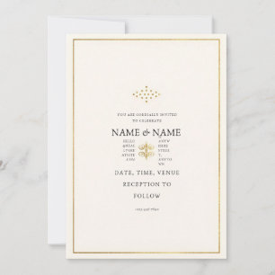 Invitación de boda de lujo en oro y crema moderna