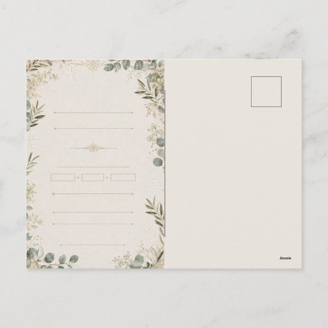 Invitación de boda de lujo – estilo marfil minimal (Reverso)