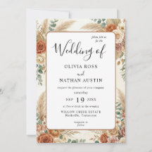 Invitación de boda de lujo floral terracota boho
