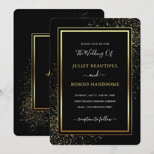 Invitación de Boda de Lujo Marco Dorado Oro Negro