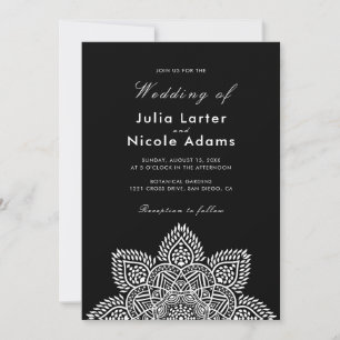Invitación de boda de lujo metálica con brillo geo