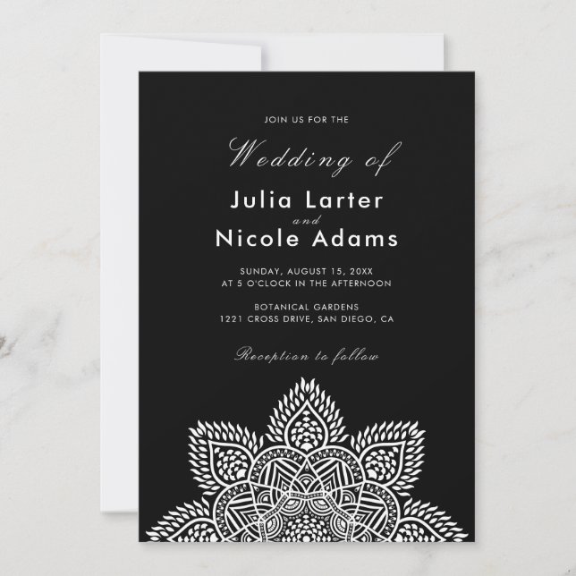 Invitación de boda de lujo metálica con brillo geo (Anverso)