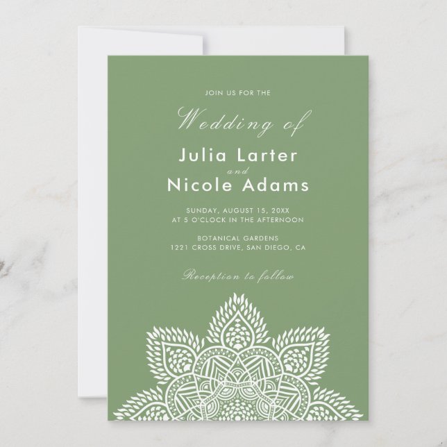 Invitación de boda de lujo metálica con brillo geo (Anverso)