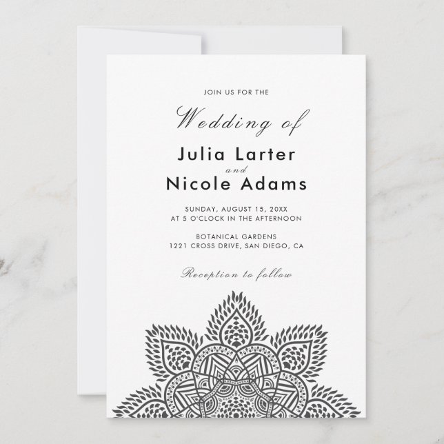 Invitación de boda de lujo metálico con brillo geo (Anverso)