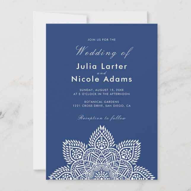 Invitación de boda de lujo metálico con brillo geo (Anverso)