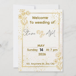 Invitación de boda de lujo minimalista en oro