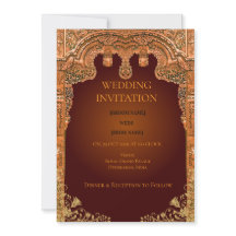 Invitación de boda de lujo roja y dorada