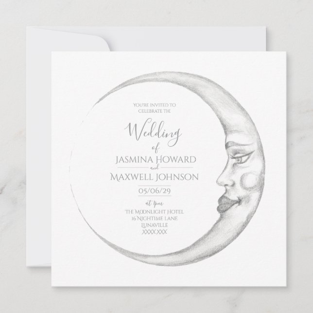 Invitación de boda de luna creciente (Anverso)