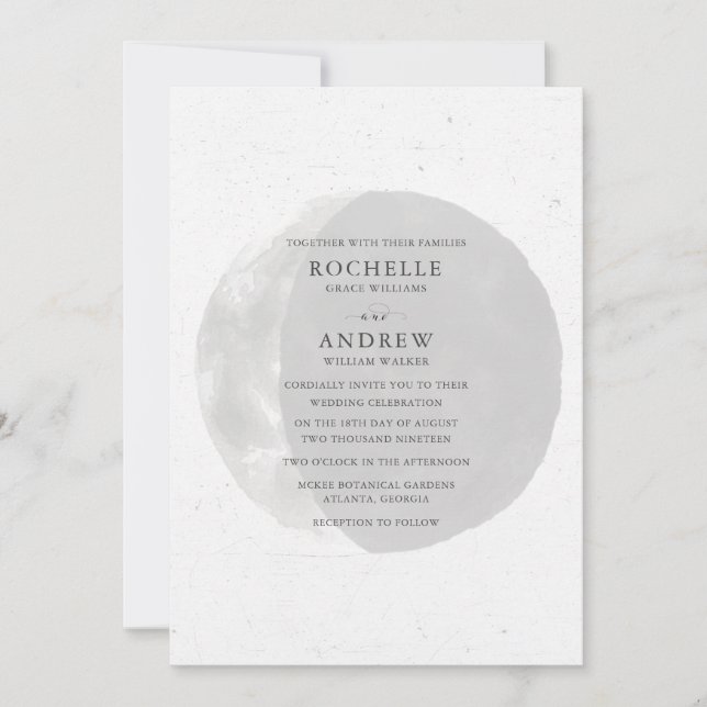 Invitación de boda de luna negra blanca celestial (Anverso)