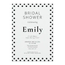Invitación de boda de lunares en blanco y negro