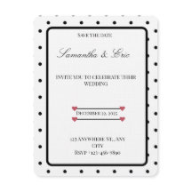 Invitación de boda de lunares en blanco y negro