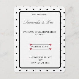 Invitación de boda de lunares en blanco y negro