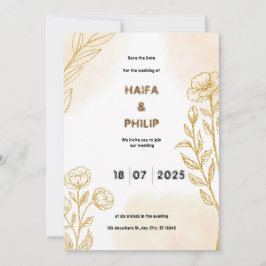 Invitación de Boda de luz delgada con flores de or