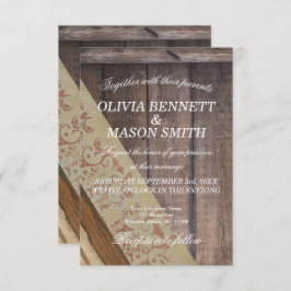 Invitación de boda de madera bohemia