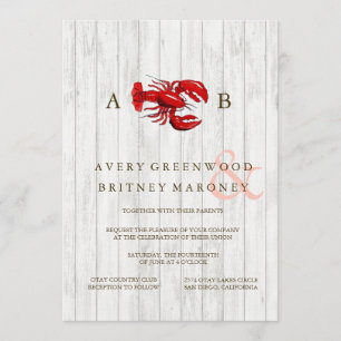 INVITACIÓN DE BODA DE MADERA DE LOBSTER RÚSTICO