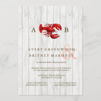 INVITACIÓN DE BODA DE MADERA DE LOBSTER RÚSTICO