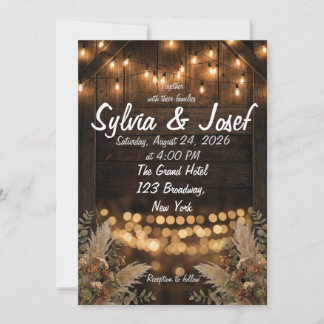 Invitación de boda de madera rústica