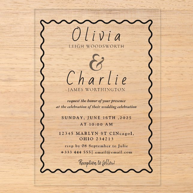 Invitación de boda de madera rústica (Anverso)
