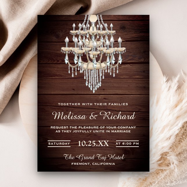 Invitación de boda de madera rústica con candelabr (Subido por el creador)