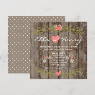 Invitación de Boda de Madera Rústica de Granero