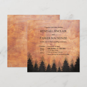 Invitación de boda de madera rústica del bosque 5.