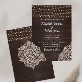 Invitación de Boda de Madera Rústica Marrón